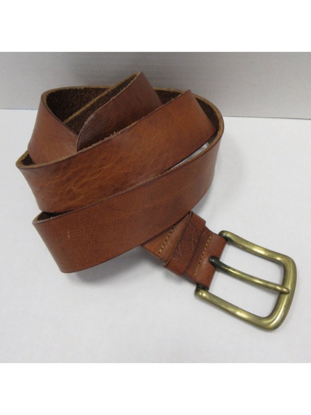 Banana Republic Belt 46 Leather Solid Brass Buckle Distressed Casual